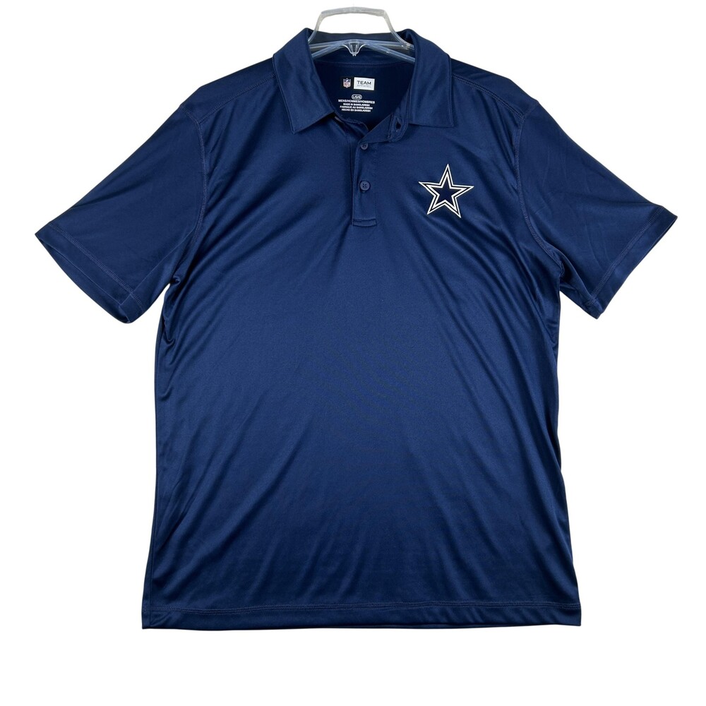 Dallas Cowboys Shirt Mens Large Blue NFL Football Team Apparel Polo Golf Stretch